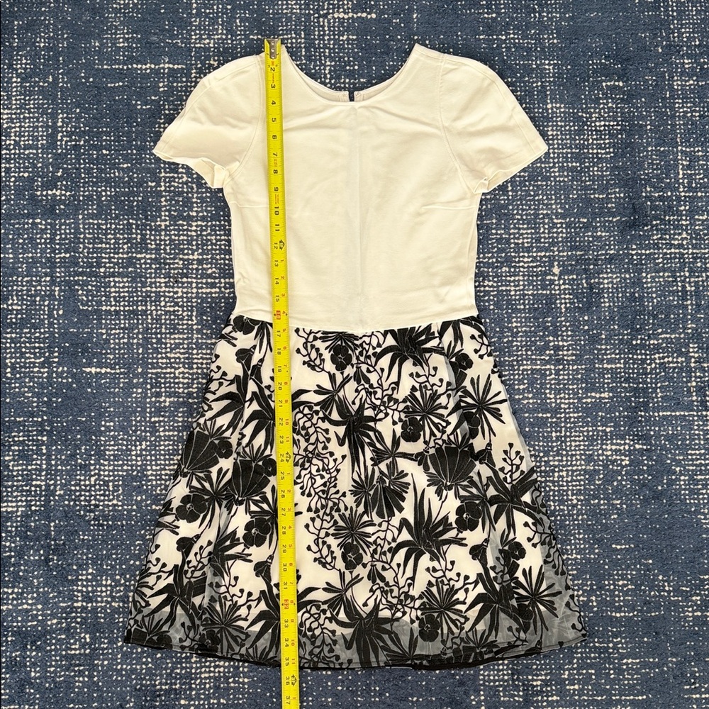 Maje White Top Black Floral Skirt Dress